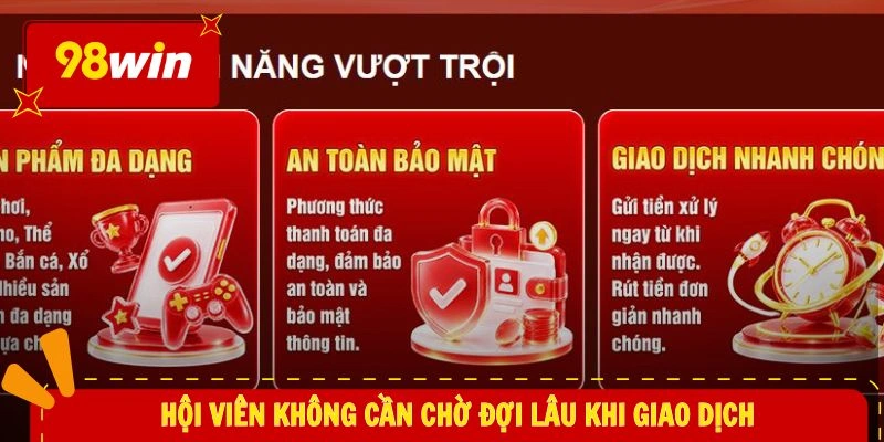 Hội viên không cần chờ đợi lâu khi giao dịch